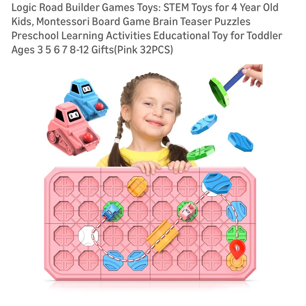 Puzzle Board Game for Kids - Pink and Green